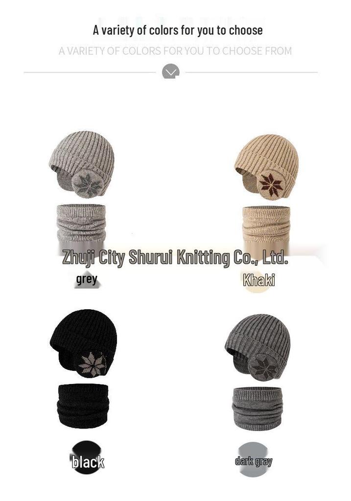 Children's Winter Snowflake Earmuffs and Scarf Set - Fleece-Lined, Thick Knit for Outdoor Cycling