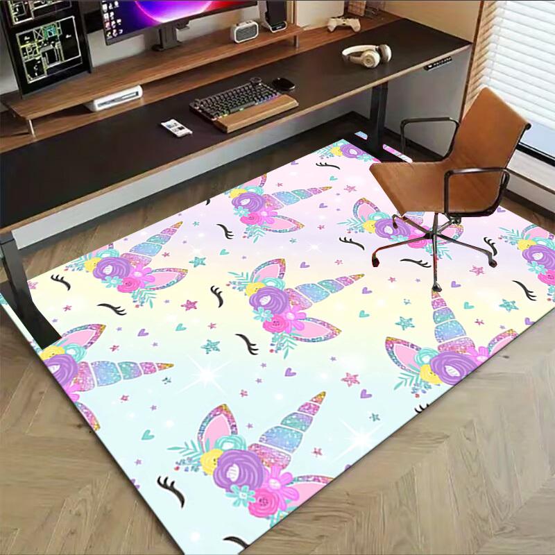 1PC Unicorn Flowers Extra Large Non-Slip Floor carpet, Office, family, bedroom, Studio - Large Area RugJ0322