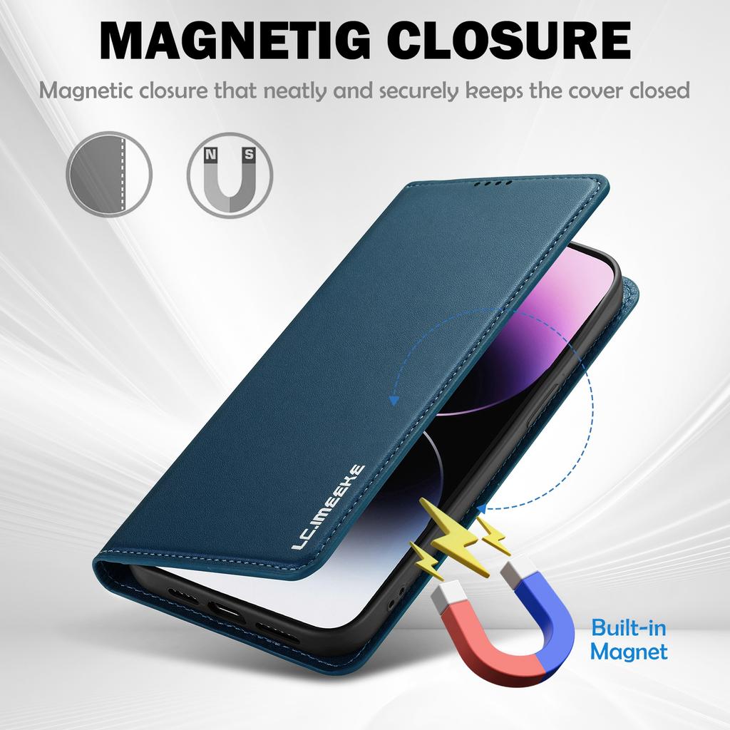 LC.IMEEKE L1 Series for iPhone 16 Pro Max Case PU Leather Wallet Stand Protective Phone Cover