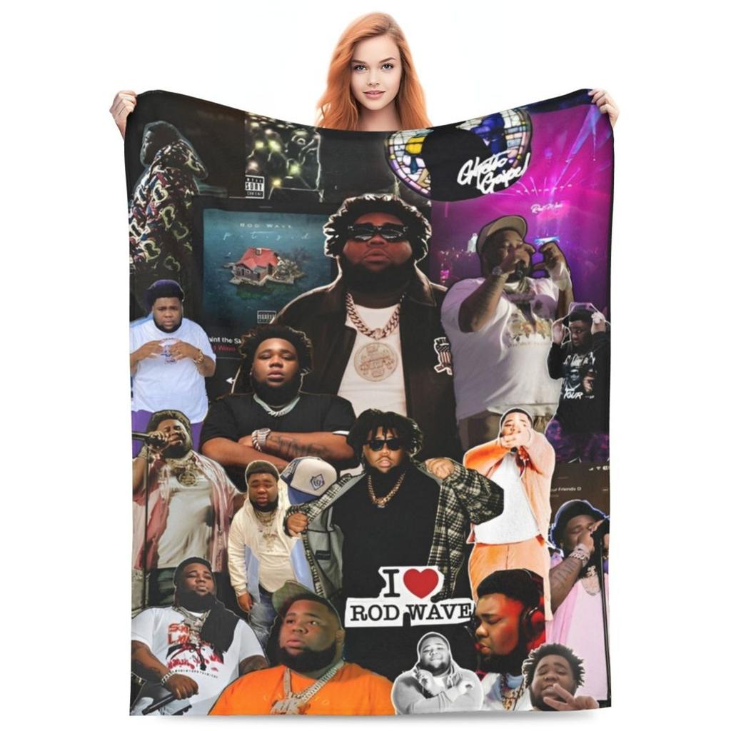 Rod Wave Hip Hop Rapper Blanket Cover Singer Last Lap Album Flannel Throw Blanket Portable Lightweight Multi-function Thin Quilt