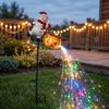 Battery Lighted Sculptures Christmas Garden Stake Light, 3D Santa/Snowman Holding Glowing Cauldron Yard Outdoor Decorative Lighting for