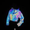 Jacket Hooded Street Coat Fashion Radium Reflective Coat Pattern Total Reflective Jacket  Hoodie Reflective Jacket Men's and Women's Original Sleeper