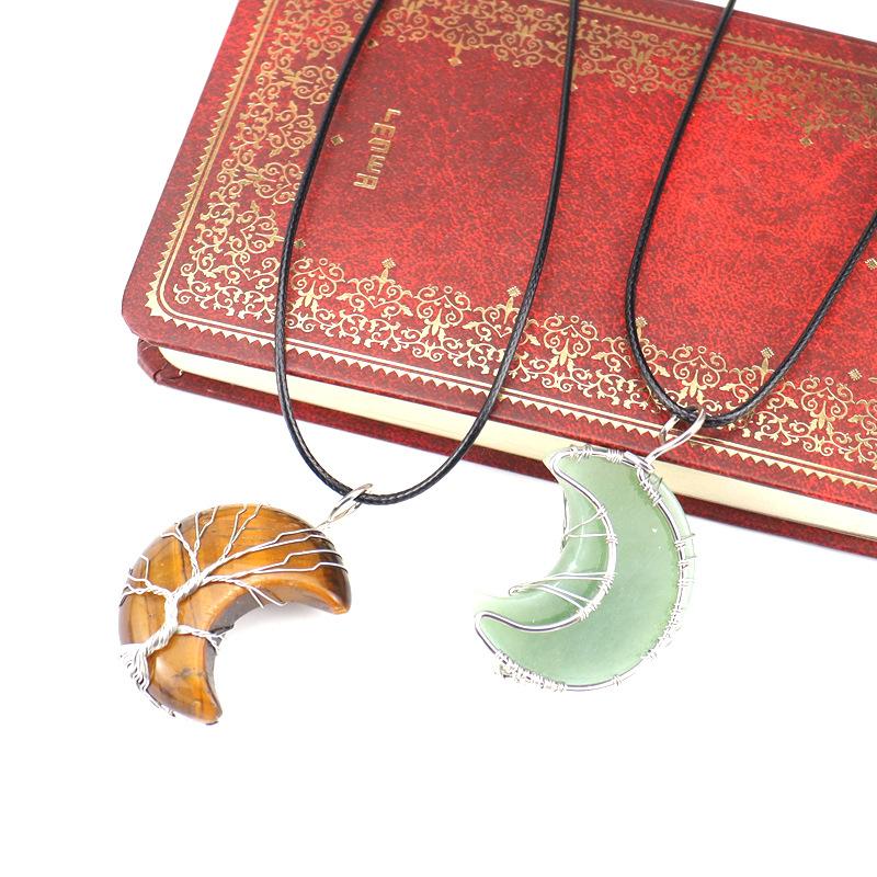 Handmade Winding Moon Natural Stone Winding Tree Of Life, Necklace, Fortune Tree Necklace N535