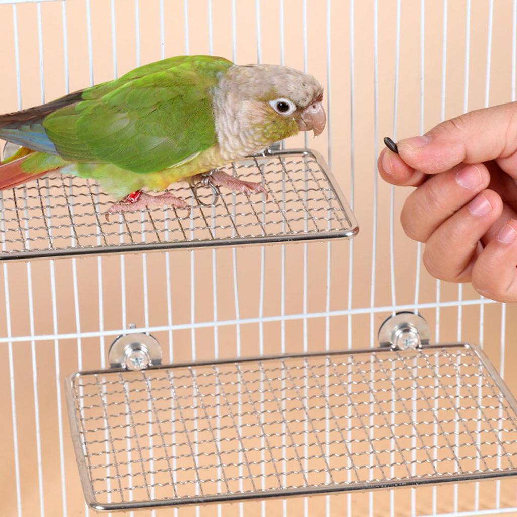 Bird Cage Accessories Stainless Steel Parrots Perch Platform Stand Shelf for Small to Large Bird Resting Jumping Stand