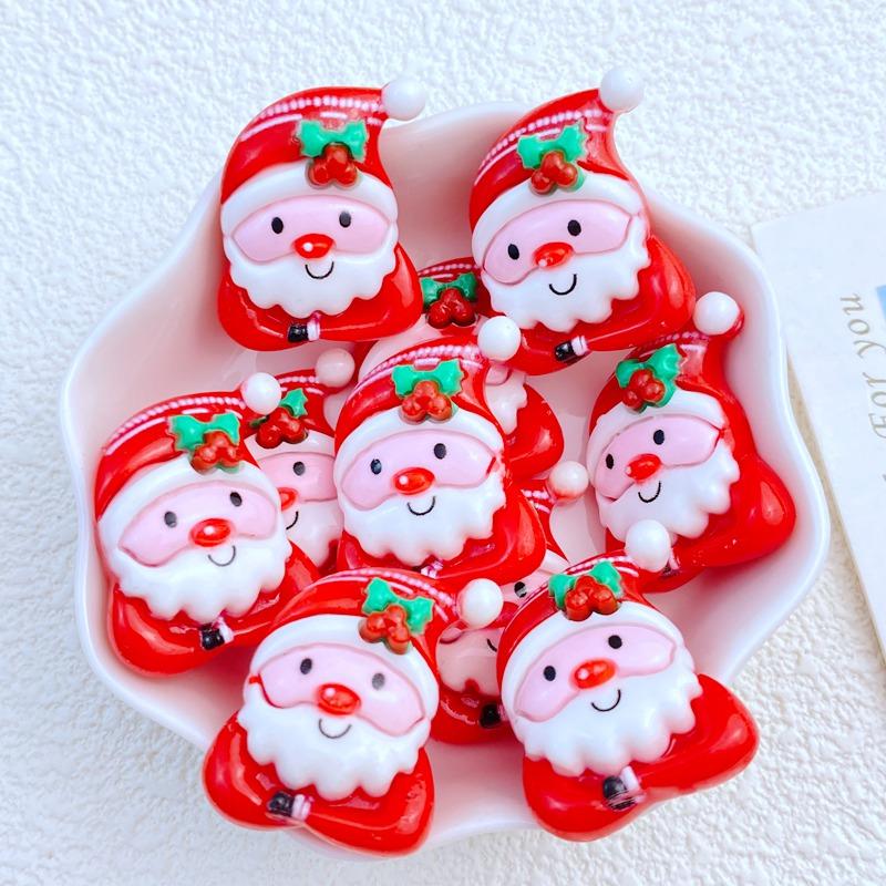 10Pcs New Cute Resin Mini Cartoon Christmas Animal SeriesSeries Flat Back Parts Embellishments For Hair Bows Accessories