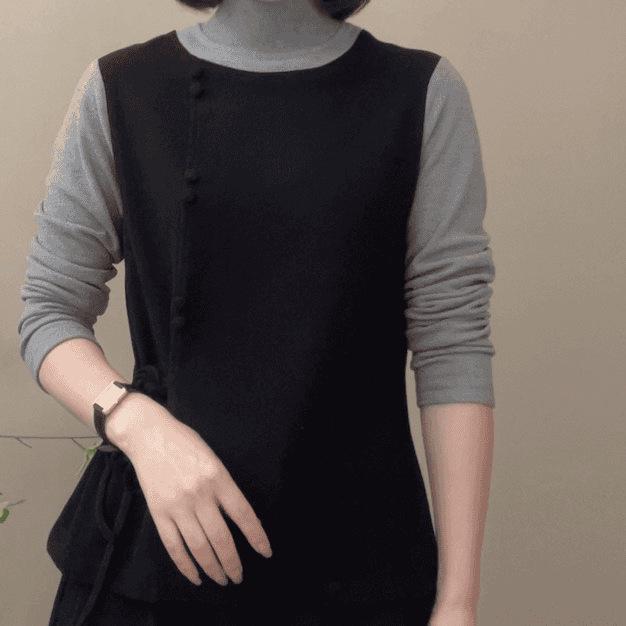 

Women s Long-Sleeve Loose-Fit Solid Color Casual Top with Half-High Collar 2XL (60-65 kg) чорний