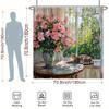 Spring Garden Shower Curtain - Window side Cat and Blooming Flowers Hanging on Living Room Wall, Bedroom Decoration