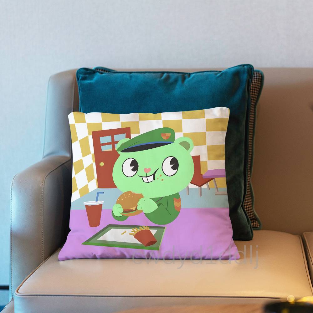 

HHappy Tree Friends Flippy Pillow Case Cover Square Sofa With For Pattern Comfortable Cushion suitable Of Room 30x30cm