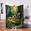 1 Stück Hirsch & Wald Flanelldecke - Weiche Warme Tagesdecke Geeignet für - Gebrauch, Gemütliche Bettwäsche für &, Zeitgenössische Hirsch-Kuscheldecke für Sofa, Auto, Büro, Bett - P