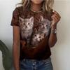 Women's T Shirt Animal Cat 3d Print Summer Tops Short Sleeve Tee Cute Girl Streetwear Female Oversized Clothing Pullover T-Shirts