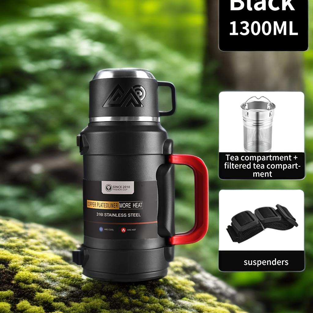 Tetera Térmica de Gran Capacidad Cubo Térmico Nevera Térmica Cafetera Tetera de Viaje con Asa Acero Inoxidable 316 Exterior