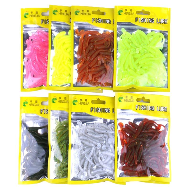 New 50pcs  Lure Spiral T Fish Soft Bait Softbaits Artificial Baits Weest Blackfish Culter Striped