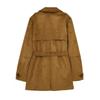 Womens Commuter Belted Faux Suede Trench Coat Solid Color Mid-Length Outerwear