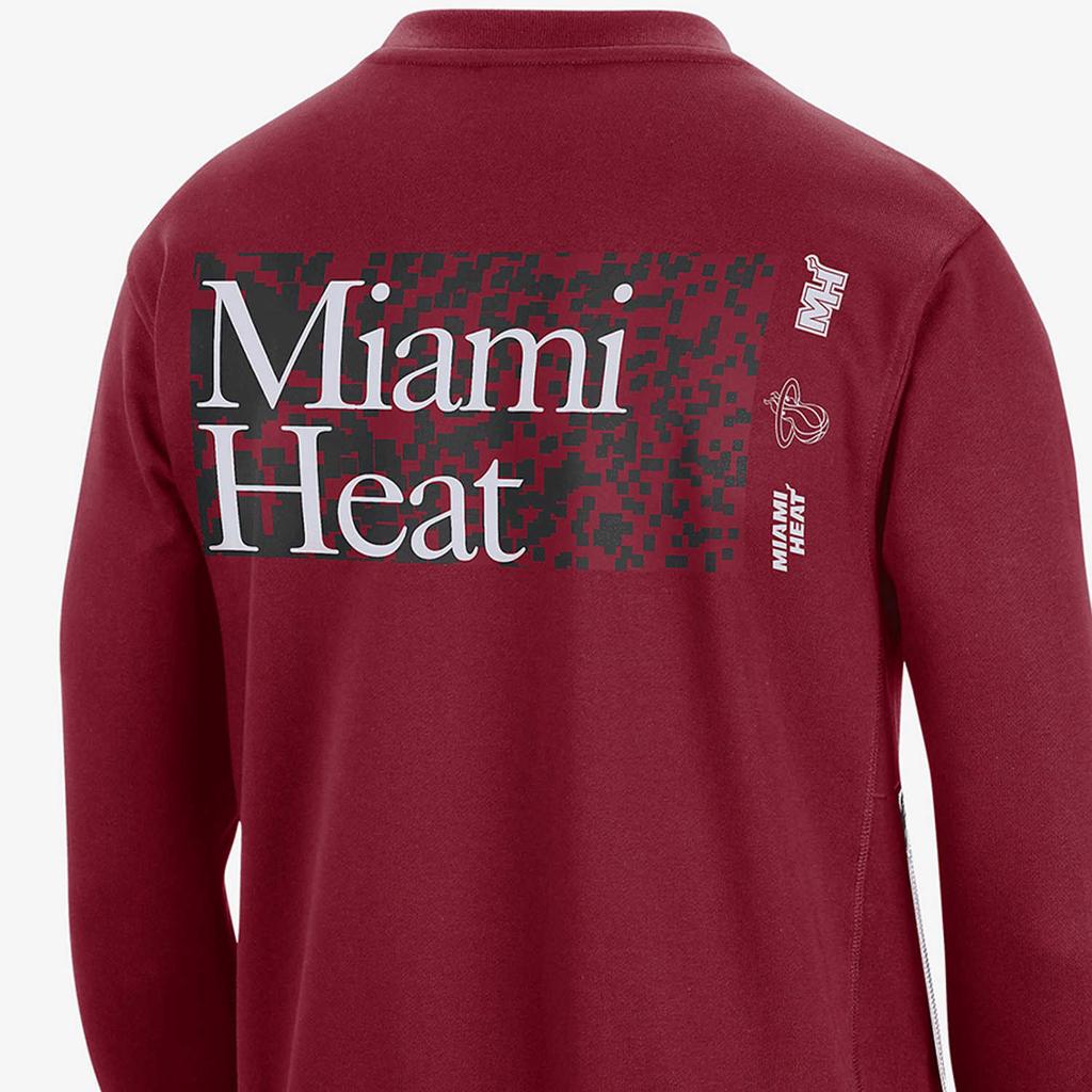 Nike Dri-FIT NBA Standard Issue Miami Heat Letter Crew Neck Casual Long Sleeve Sweatshirt Men sweatshirt Deep-Red FD8655-608