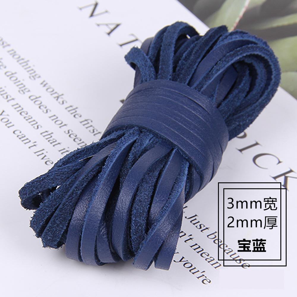 Diy Jewelry Accessories 3Mm Wide 2Mm Thick Square Cowhide Rope Bracelet Necklace Sweater Chain Woven Rope Genuine Leather Leather Rope
