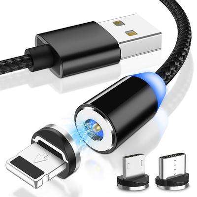 LED Magnetic USB Cable Fast Charging Magnet Micro USB Type C Cable Sync Data IPhone Cable