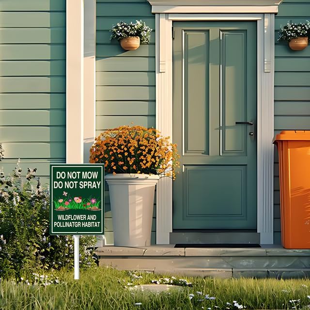 Do Not Mow Sign Do Not Spray Yard Sign Wildflower And Pollinator Habitat Wildflower Lawn Garden Sign 8x12inch Lawn Signs,Rustproof Farm Party Porch