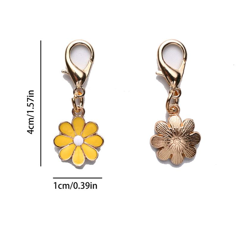 4Pcs Cute Daisy Flower Keychain Alloy Colorful Flower Pendant Bag Pendant Hanging Ornaments Keychain
