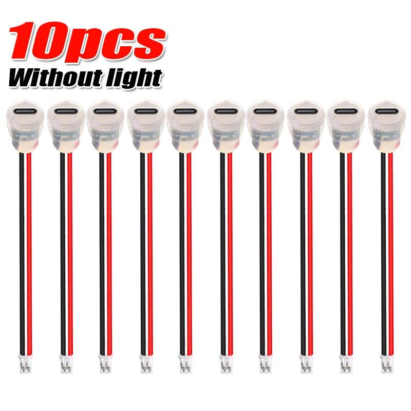 1/10pcs Plate Waterproof USB-C Power Port TYPE-C Female Connector Jack 2pin Type C 5A Input Type Charging Socket with LED Light