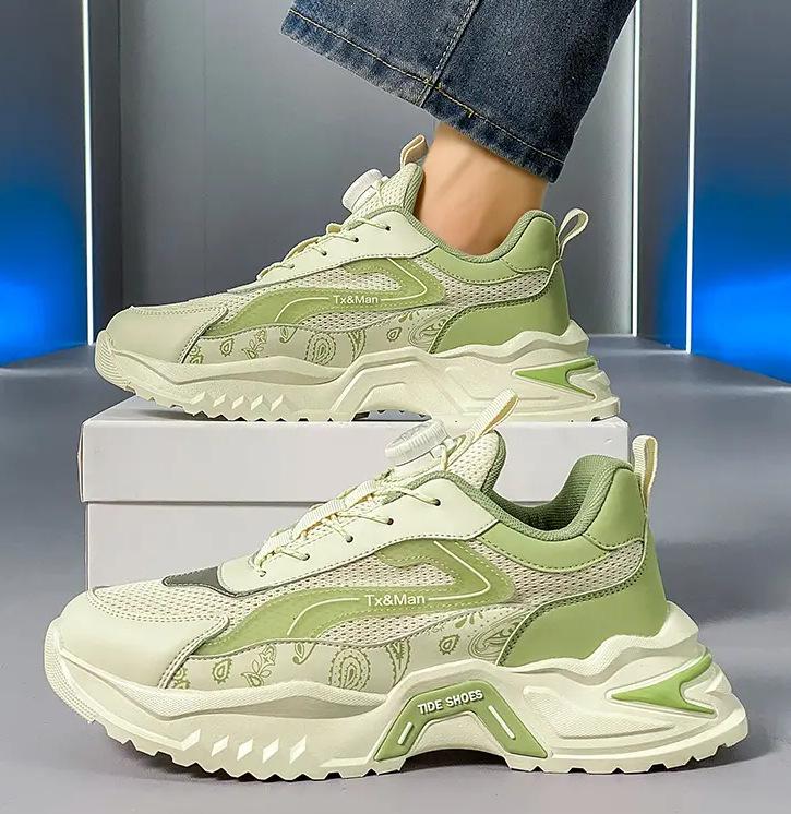 Herrenschuhe Herbst 2024 neu Mesh Drehverschluss Jugend Sport Freizeit Laufen Erhöhend Rutschfest Papa Trendschuhe