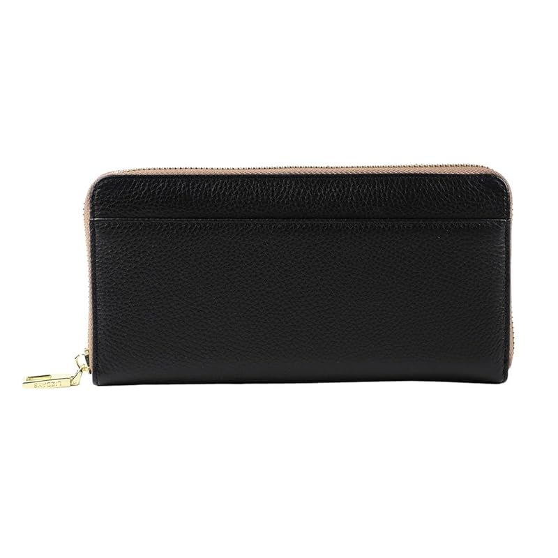 

[Style on bag] LIZDAYS long wallet Skimming prevention Skimming genuine leather wallet ladies round zipper (black/gray beige)