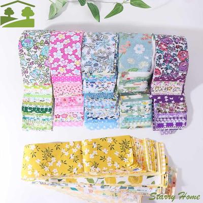 40PCS Jelly Roll Floral Cotton Fabric DIY Quilting Strips Patchwork Fabric Handmade Colorful Printed Sewing Material Fabric