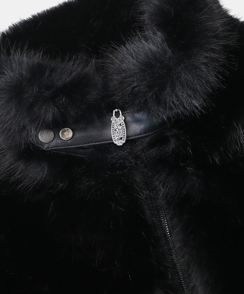 Badblood Viper 81 High-Neck Fur Jacket - Black