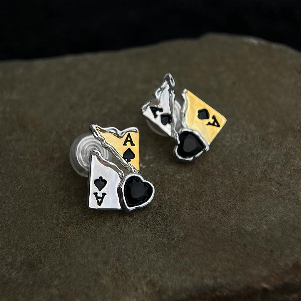 

Серьги-пусеты в виде сердца из двухцветного золота с цирконом для женщин – Нишевый холодный стиль