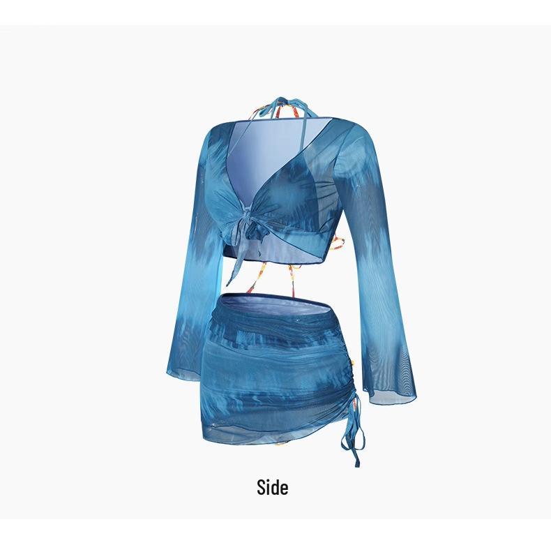 Women's Four-Piece Bikini Set: Slimming, Long Sleeve, Small Bust, High-End Swimwear 2025