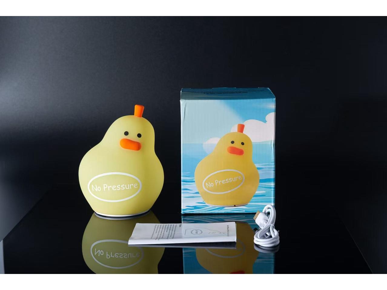 

Yellow Duck Pear Silicone Night Light for Kids - 7-Color Table Lamp, Bedside Tap Light, Creative Decor. 5V 2A