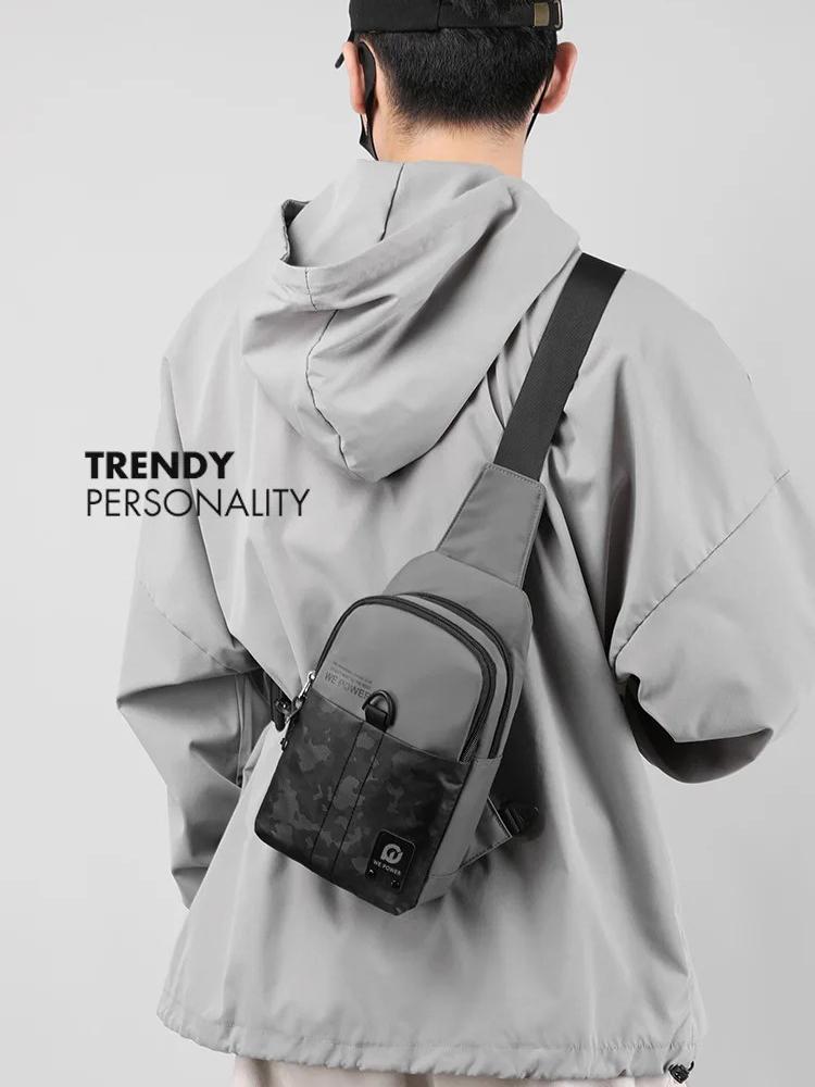 Nylon Men High Quality Chest Bag Large Capacity Outdoor Travel Shoulder Bag Waterproof Casual Crossbody Messenger Bag