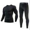 Herren Fleece Thermounterwäsche Set Sport Outdoor Skifahren Basisschicht Fitness Schnelltrocknend Rundhals Lange Unterhosen