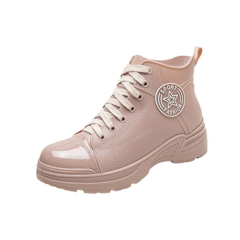 New Medium Rain Boots Women's Non-slip Hemming Rain Shoes Wear-resistant Water Shoes Women's Fashion Waterproof Glue Shoes