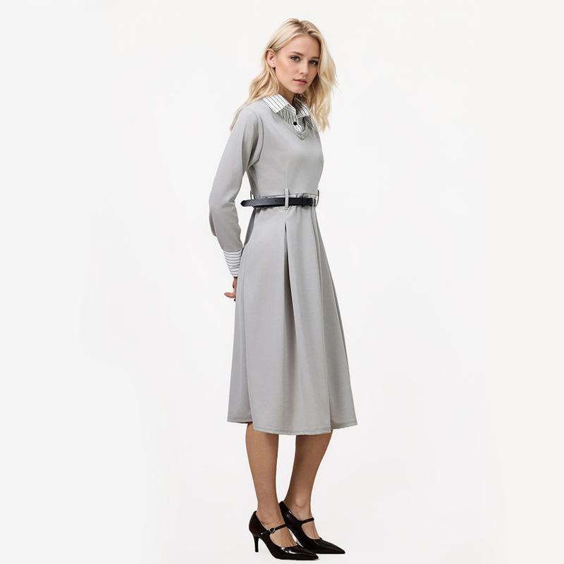 Rochii Preppy Fake cu două rochii slim și o curea tip patchwork cu guler polo