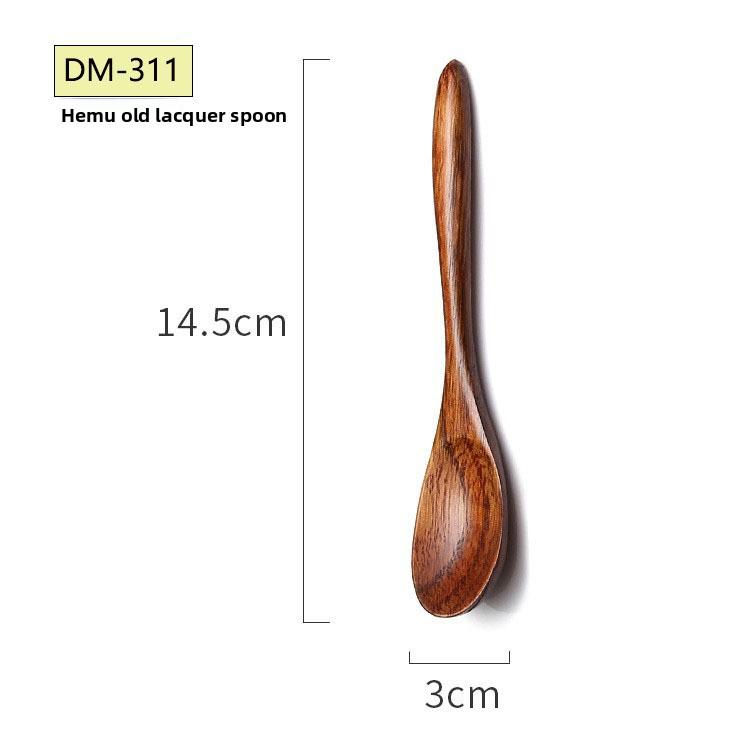 Solid Wood Lacquer Long Handle Winding Wood Spoon Style Log Small Spoon Free Lettering Multi-style Stirring Spoon