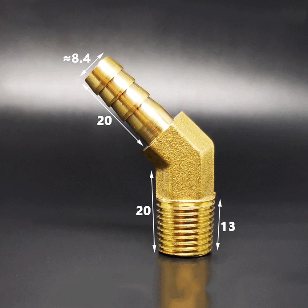 1/8" 1/4" BSPT Macho x 8 10 12mm Manguera Barb Codo de 45 Grados Latón Adaptador de Montaje de Tubería Acoplador Conector Cola de Manguera Agua Gas Aceite