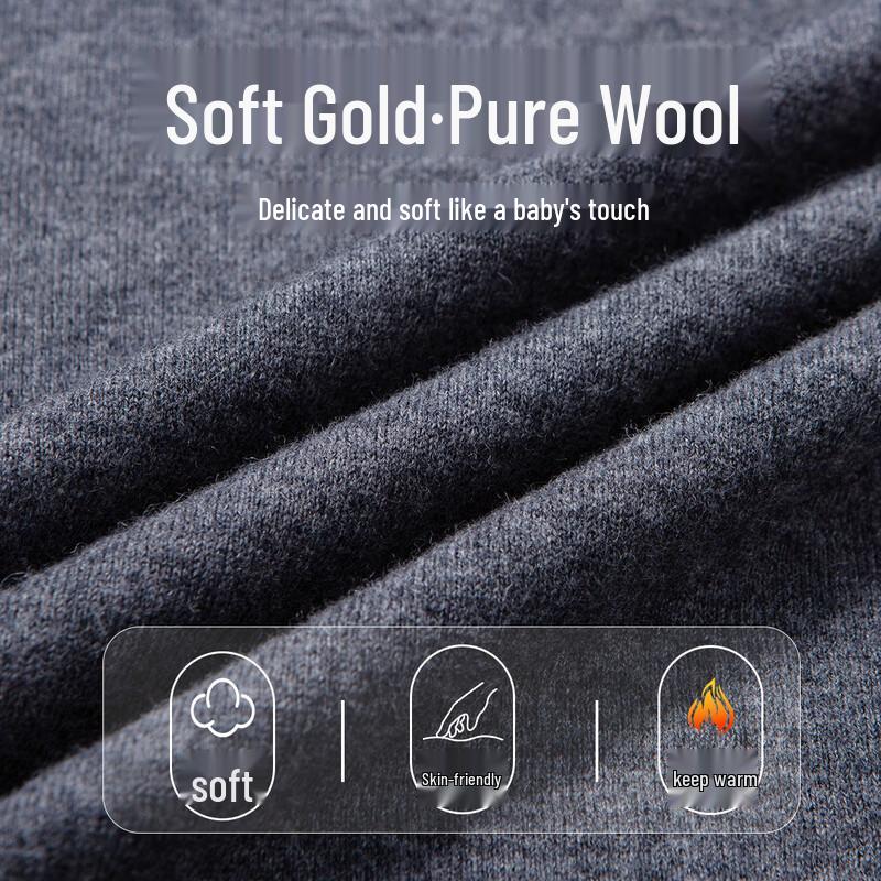 Hodo Men's 100% Pure Wool Lightweight Round Neck Sweater