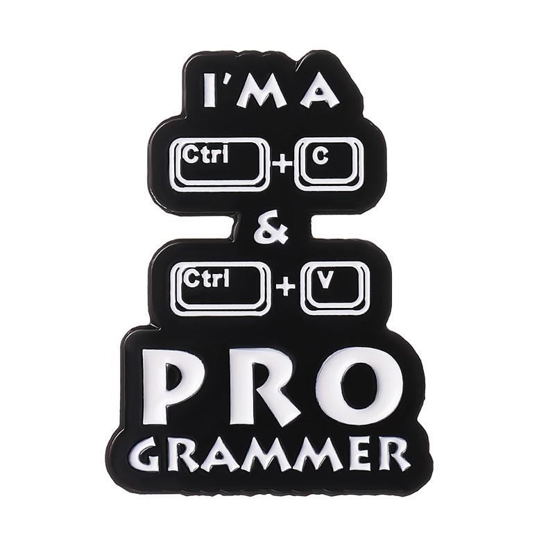 Novelty Alloy Lettering Pin Badge I'm a Programmer Design with Keyboard Shortcut Symbols Durable Metal Brooch for Clothing Bags and Accessories