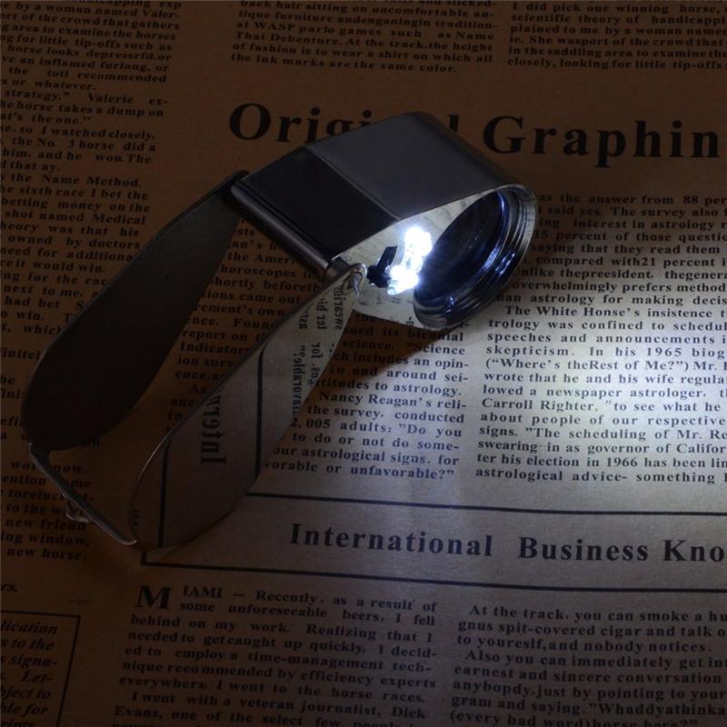A03F-40X Full Metal Illuminated Jewelry Loop Magnifier Jewelers Eye Loupe With LED Jewelers Eye Loupe