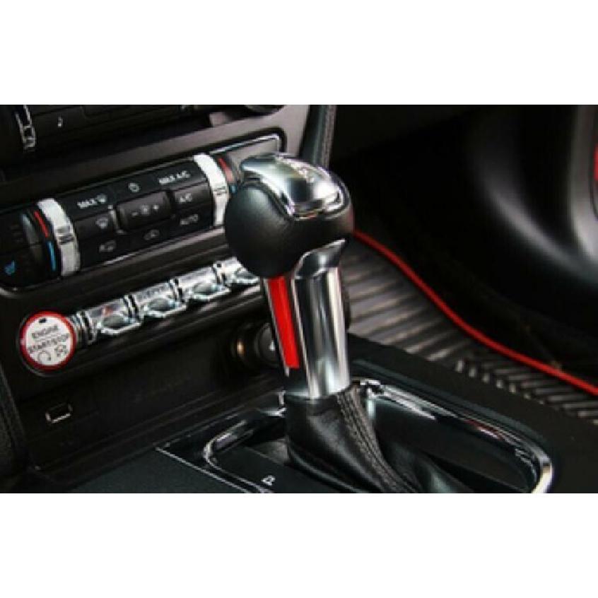 Central Console Gear Shift Knob Head Strip For Ford Mustang 2015- Bright Red