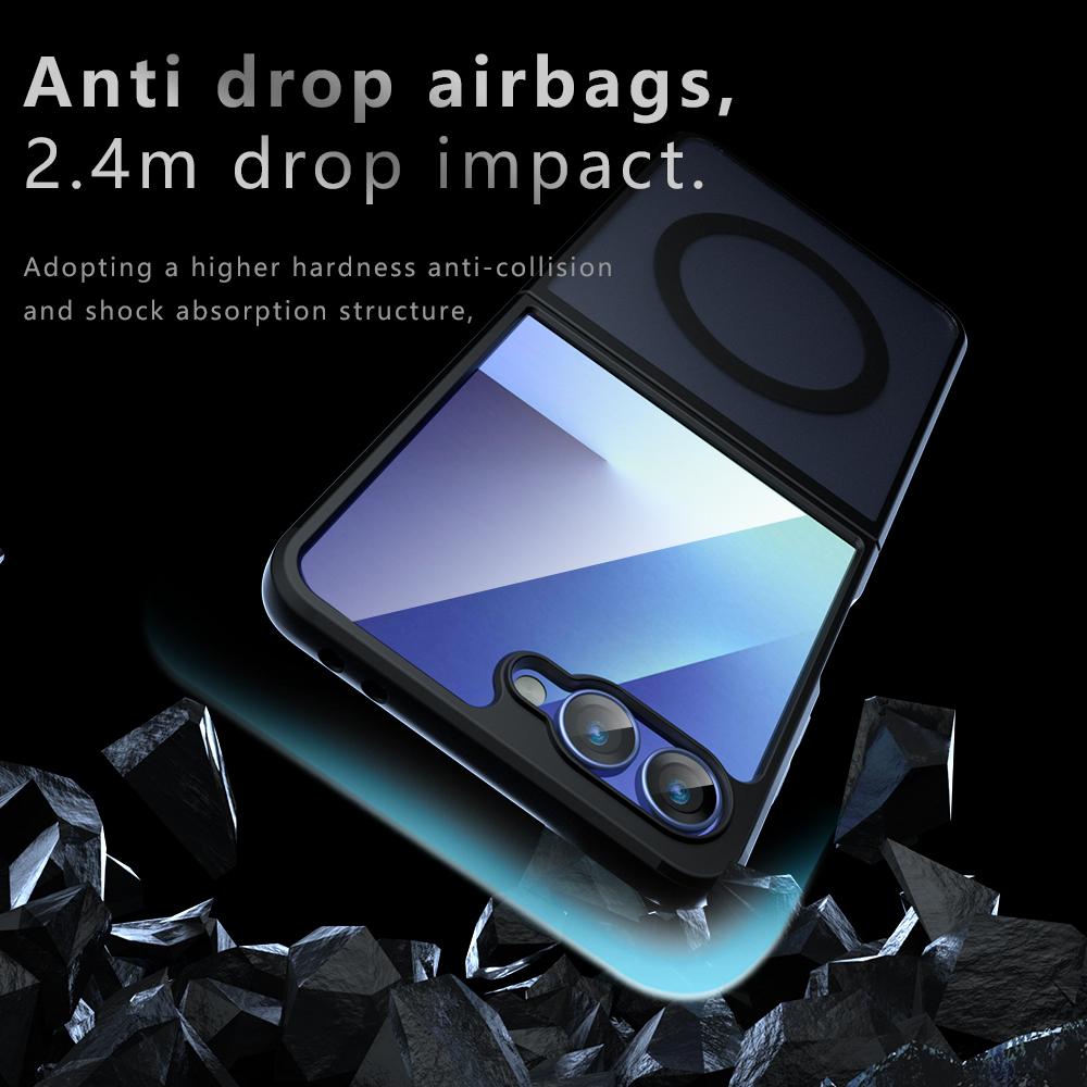 Transparent Hinge Fold Magnetic Phone Case for Samsung Galaxy Z Flip 7 FE 6 5 4 Wireless Charging Shockproof Protect Back Cover