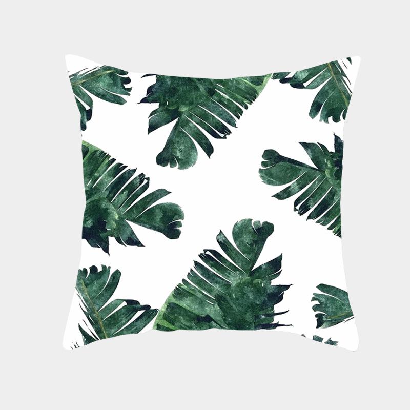 Tropical Plant Cushion Cover Polyester Green Leaf Decorative Pillow Cover Throw Pillow Cover Home Cushion Cover