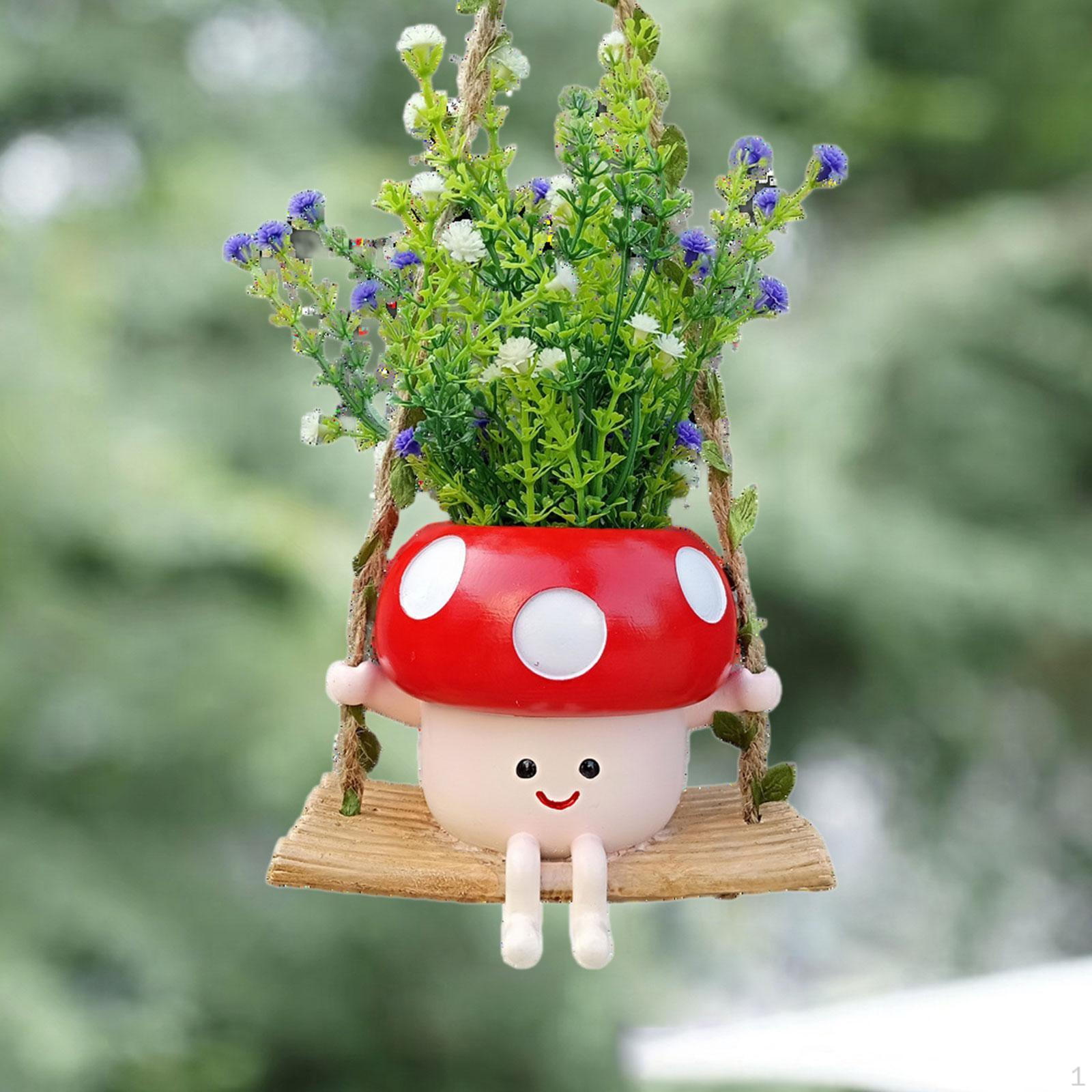 

Симпатичное качающееся кашпо, подвесное кашпо из смолы с цветочной головкой для внутреннего и наружного декора красный