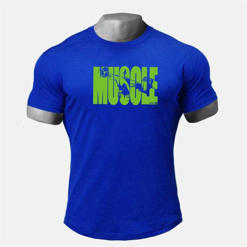 Muscleguys Мужской облегающий летний новый топ с принтом для тренировок на открытом воздухе и бега