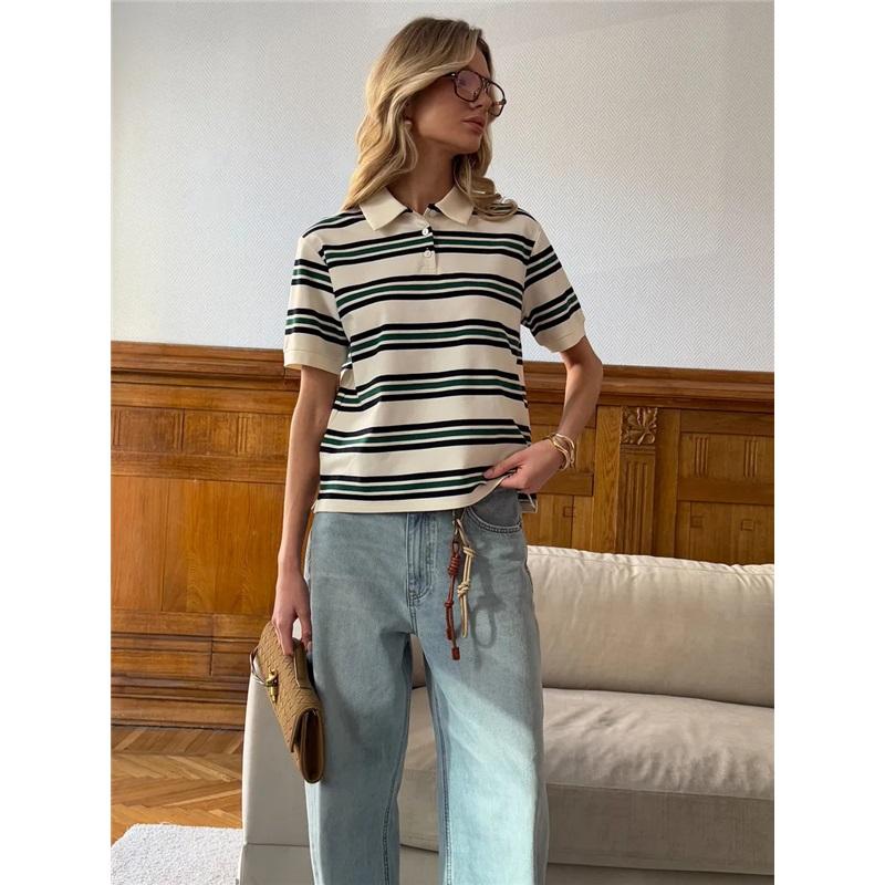 Summer American Vintage Color Block Striped Loose Short Sleeve T-Shirt For Men Casual Stylish Comfortable Tee Top