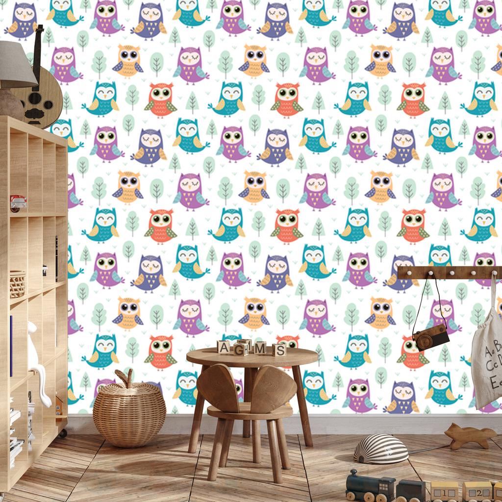 Joyful Owls Wallpaper for Living Room and Bedroom 50x1000