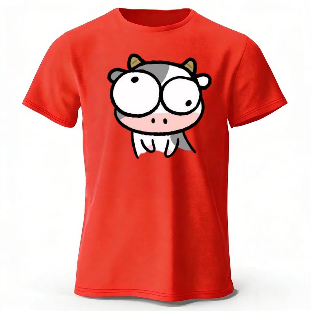 Looking At The Silly Cow It's Funny and Creative Cotton Short Sleeved Men Casual Sports T-shirt
