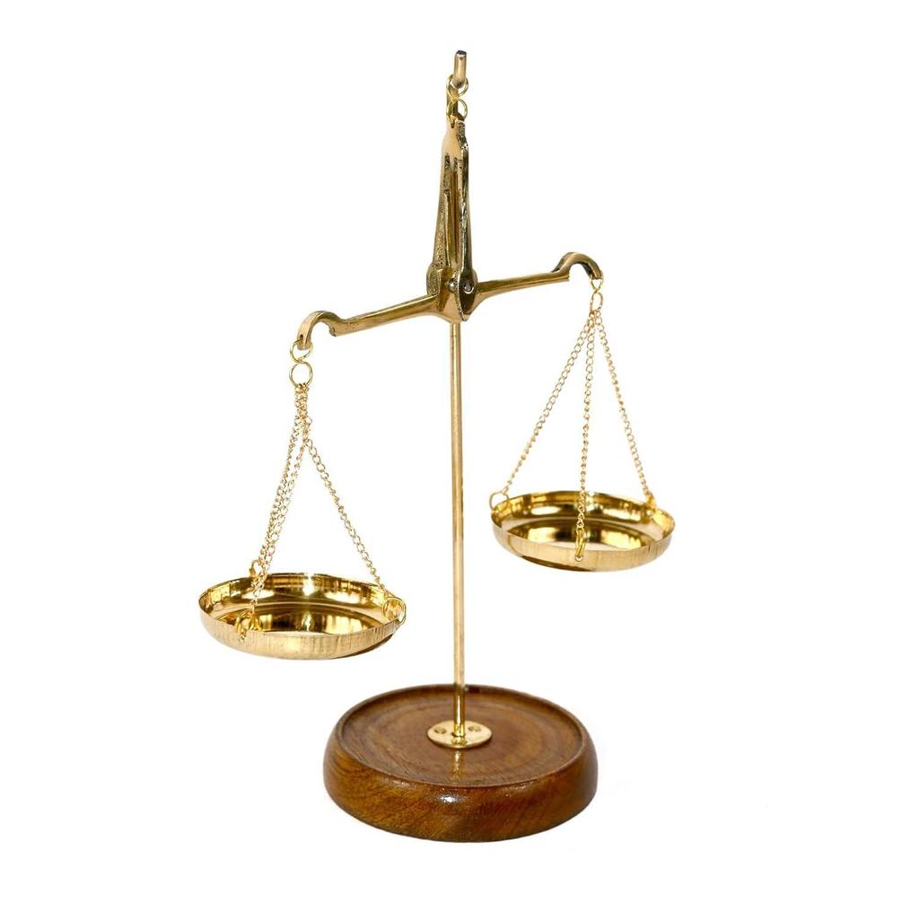 Metal Brass Tarazu Showpiece - Symbol of Law & Justice, Decorative Weighing Scale (6 X 2.5 X 6.5 Inches)