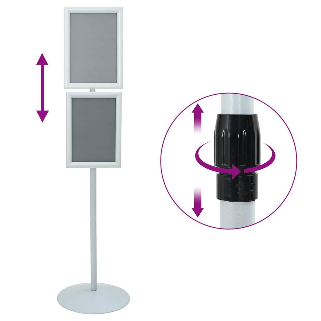 Podium Poster Stand Silver 33 X 33 X 123 Cm PVC and Steel