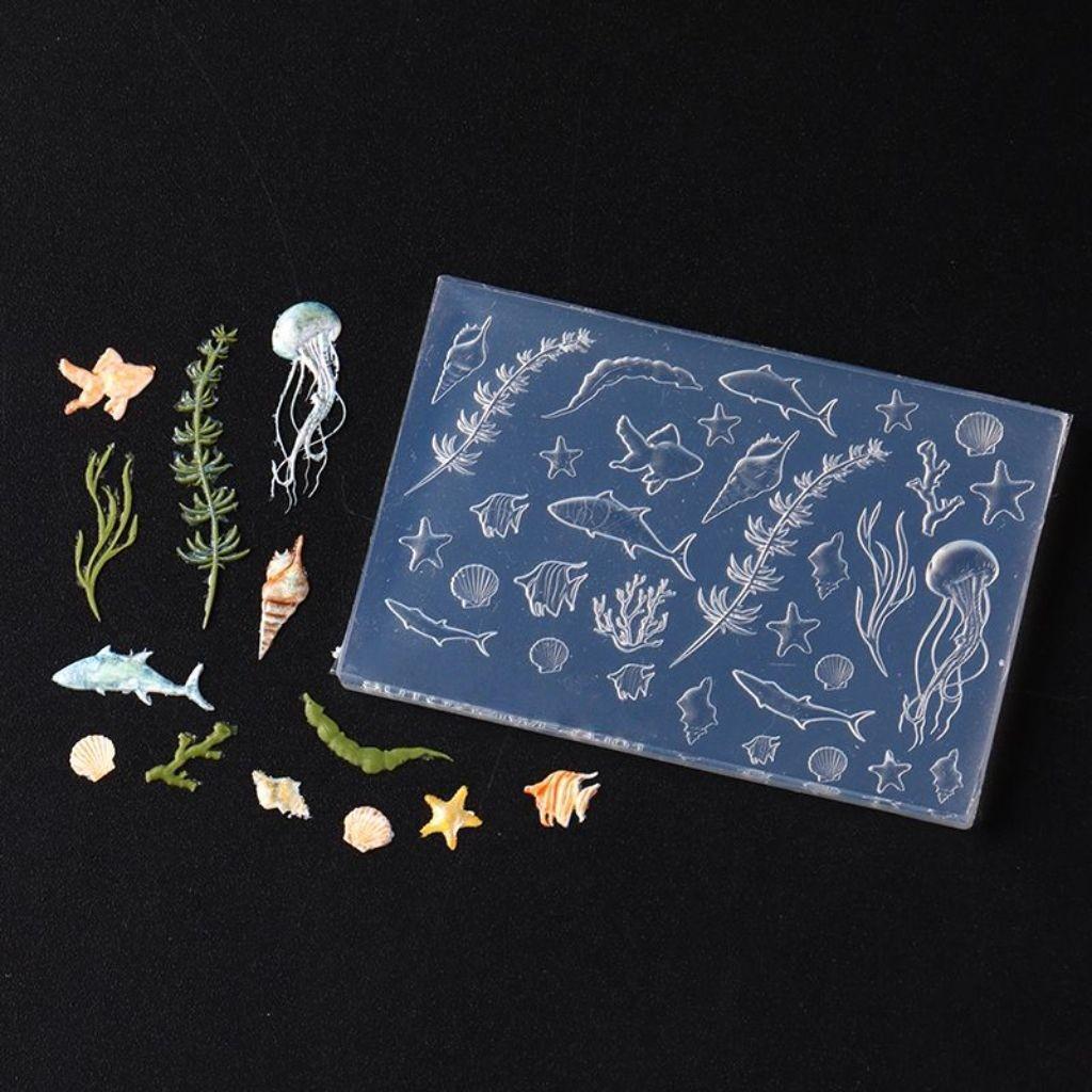 Nail Art Silicone Mold: Ocean Series with Jellyfish, Starfish, Whale, and 3D DIY Carving Tool